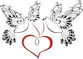 Схема вышивки «palomas de la paz con corazon»