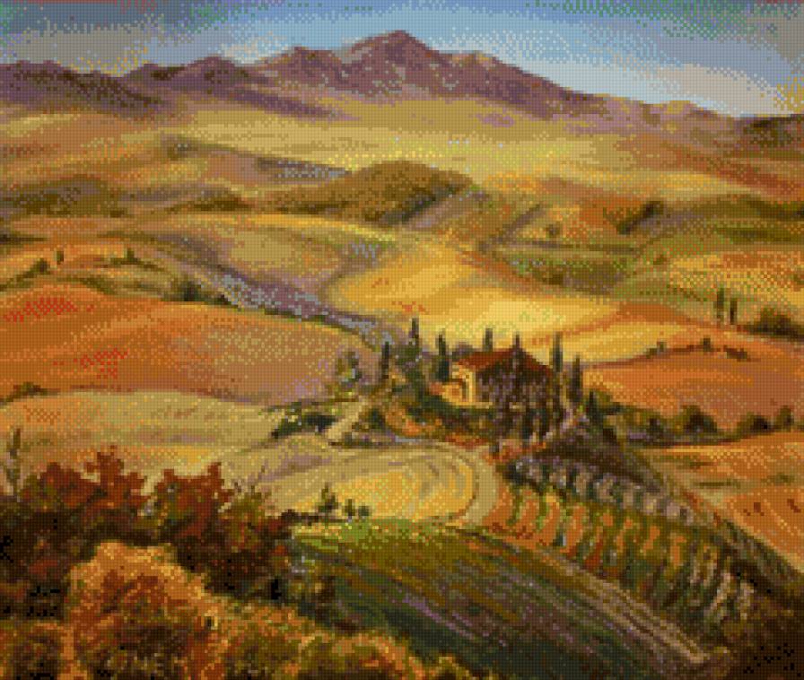 итальянский пейзаж - картина, италия, горы, пейзаж - предпросмотр
