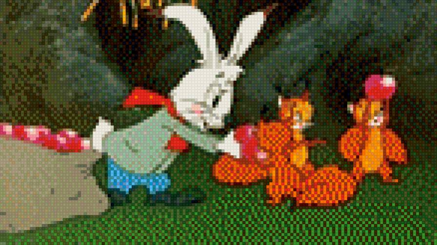 зайчик - яблоки, лес - предпросмотр