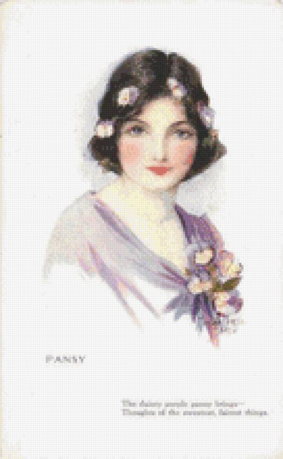 Pansy - цветы, анютины глазки, девушка - предпросмотр