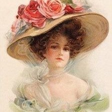 Оригинал схемы вышивки «Девушка в шляпе» (№1009439)