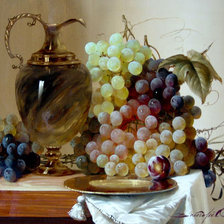 натюрморт с виноградом и вином