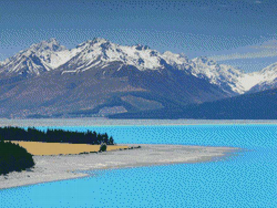 Голубая река - горы, река, пейзаж - предпросмотр