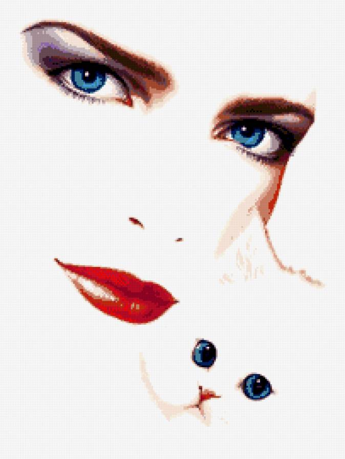 Женщина с кошкой - кошка, женщина - предпросмотр