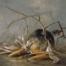 натюрморт с тыквой и кукурузой