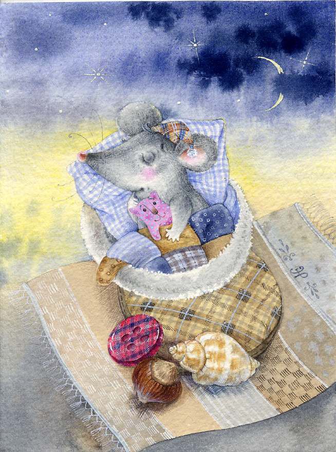 Колыбельная для мышонка - мышонок, спящий мышонок, вышить мышонка - оригинал