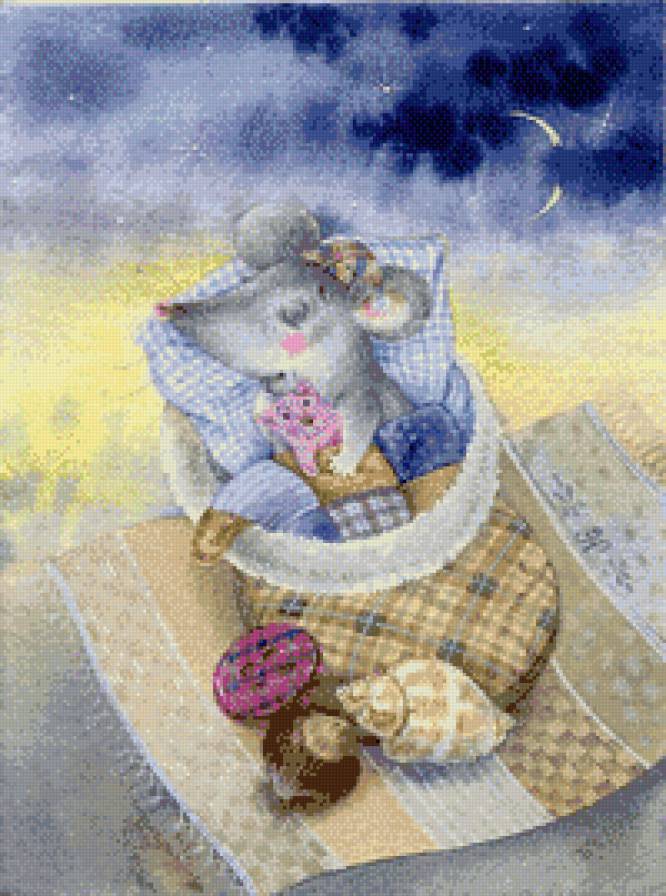 Колыбельная для мышонка - вышить мышонка, спящий мышонок, мышонок - предпросмотр