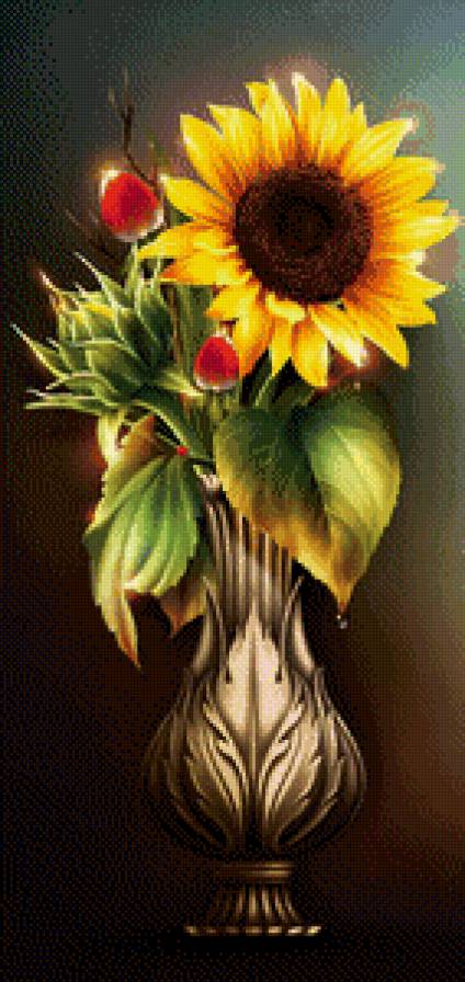 Подсолнух - цветы, картина - предпросмотр