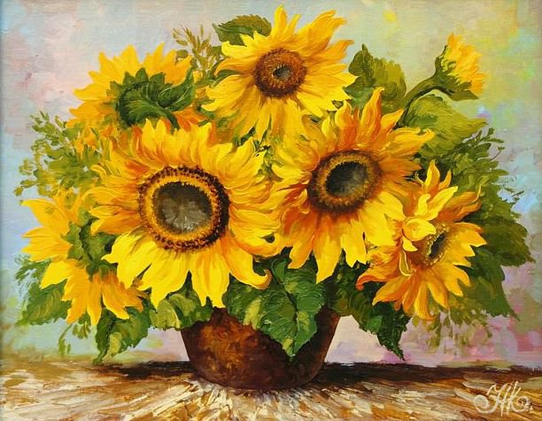 букет подсолнухов - натюрморт, подсолнухи, цветы, букет - оригинал