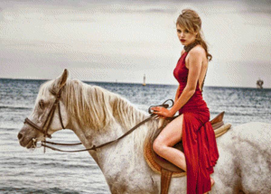 девушка на коне - конь, девушка - предпросмотр