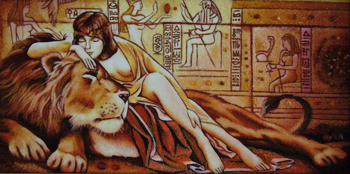 Египет - египет, лев, девушка - оригинал