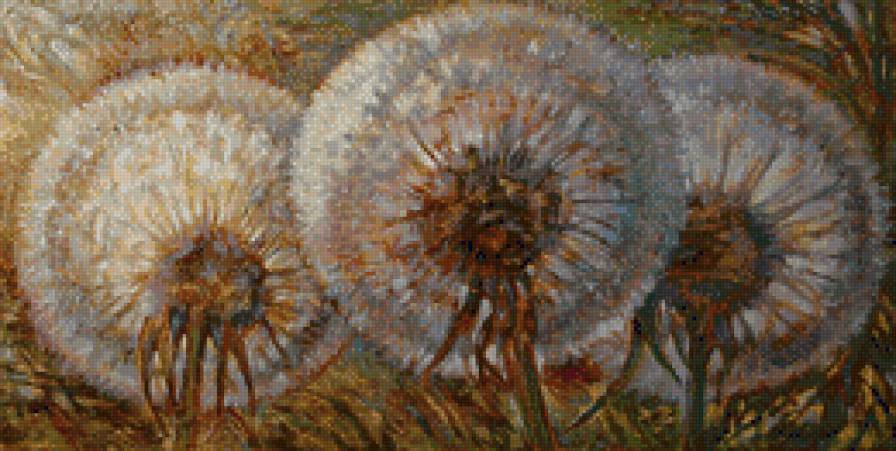 одуванчики - картина, одуванчики, цветы, панно - предпросмотр