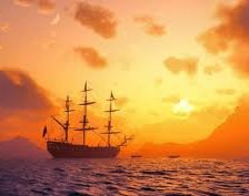 Схема вышивки «корабль на закате»