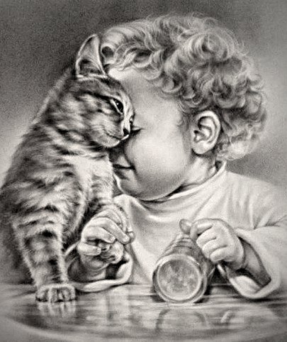 малыш и кот - наши дети и домашние любимцы - оригинал
