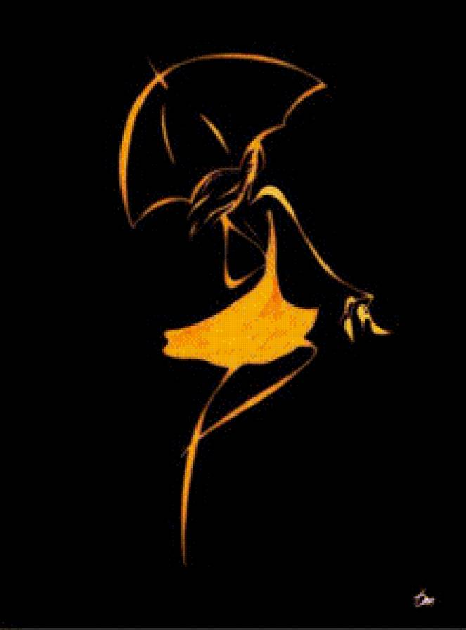 гармония  2 - силуэт, желто-черный цвет, женщина - предпросмотр