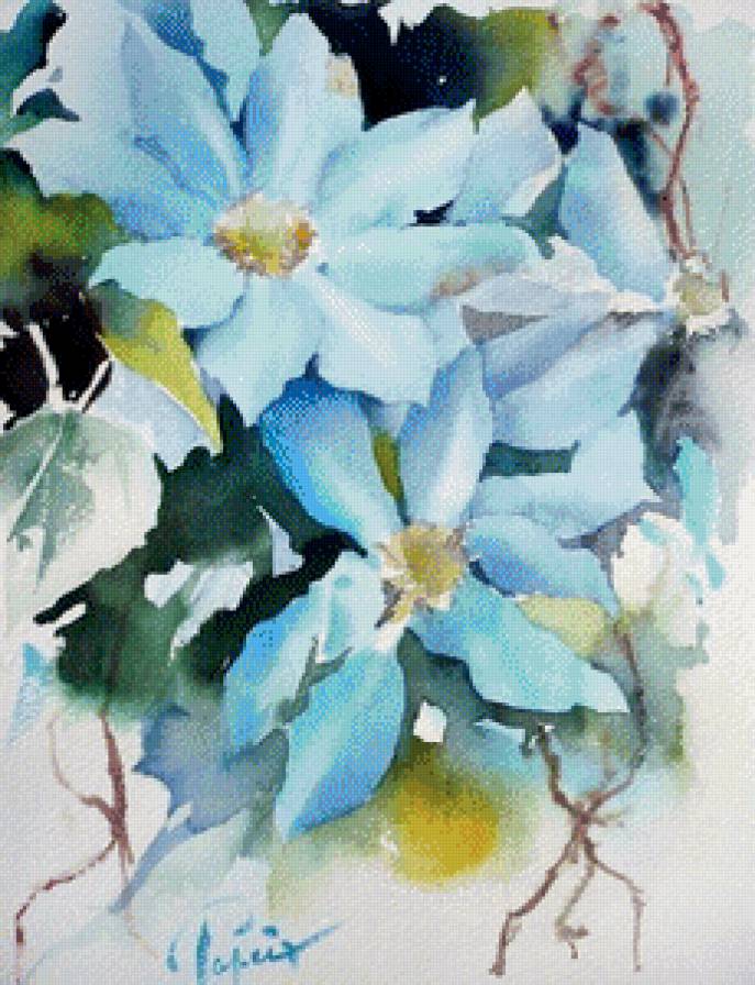 Цветочные акварели Jean-Claude Papeix № 5 - цветы, искусство, живопись, картина - предпросмотр