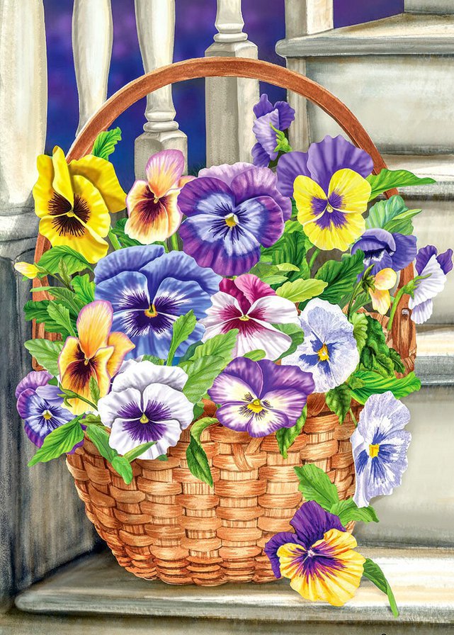 Анютки - корзина цветок лесница - оригинал