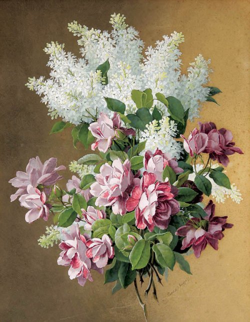 розы и сирень - художник paul de longpre - оригинал