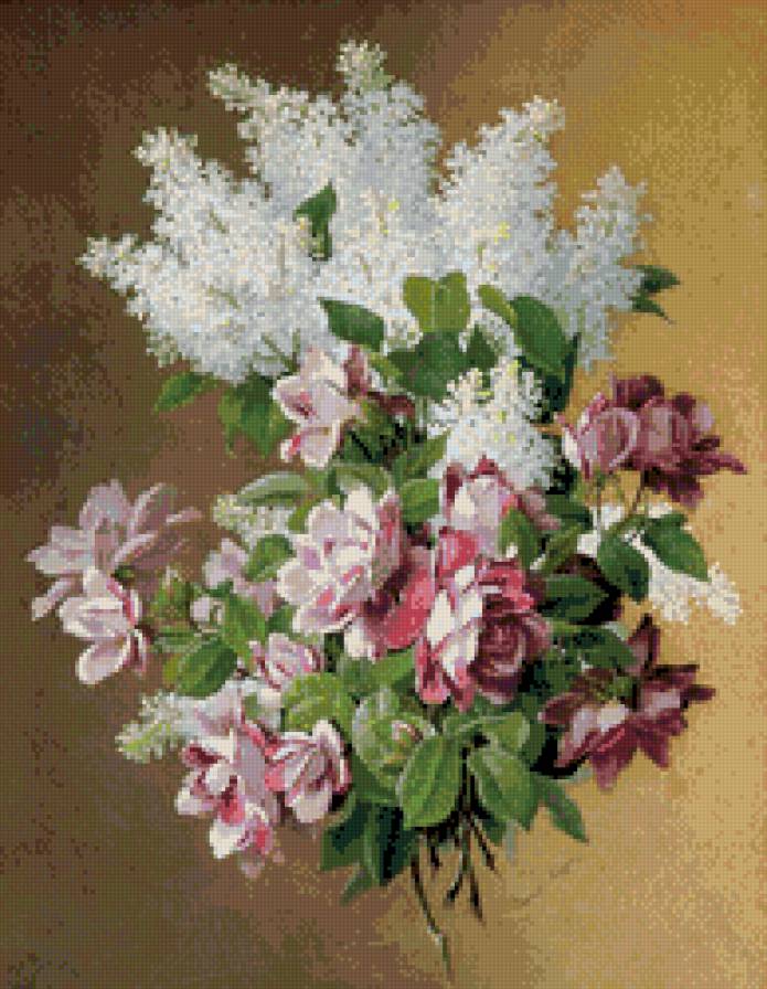 розы и сирень - художник paul de longpre - предпросмотр
