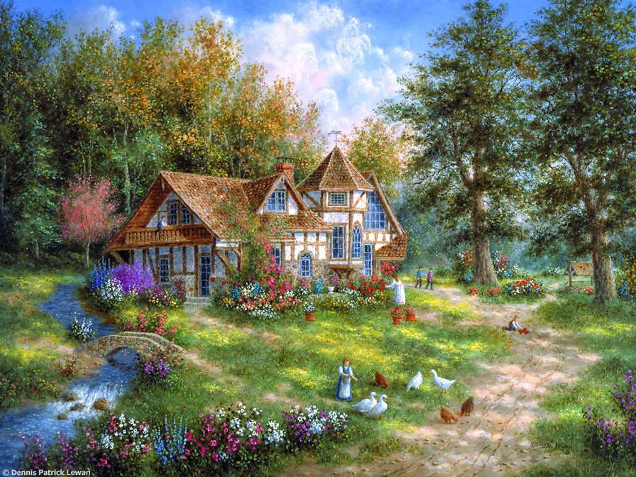 дом у ручья - ручей, дом - оригинал