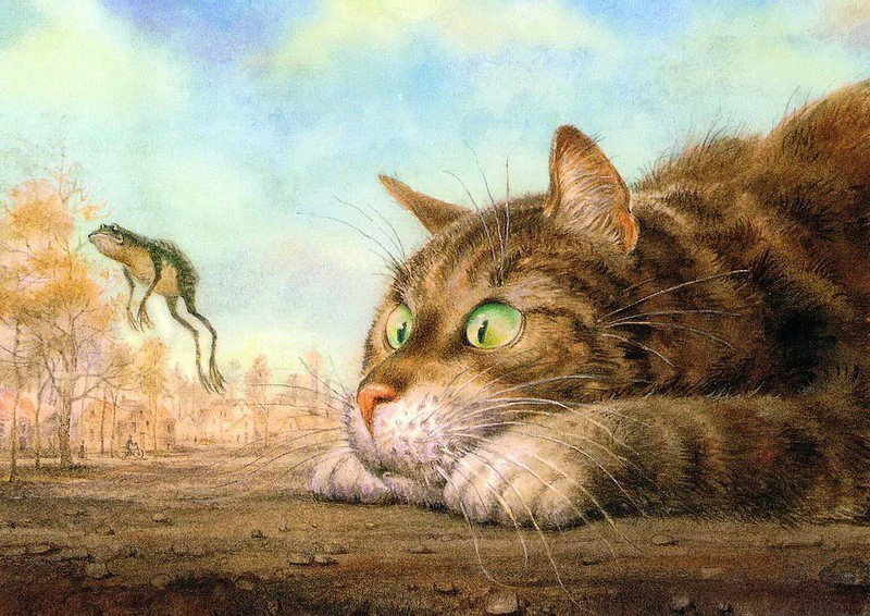 Летающий лягушонок - кот, румянцев, картины - оригинал
