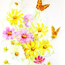 Оригинал схемы вышивки «цветы и бабочки» (№1016465)