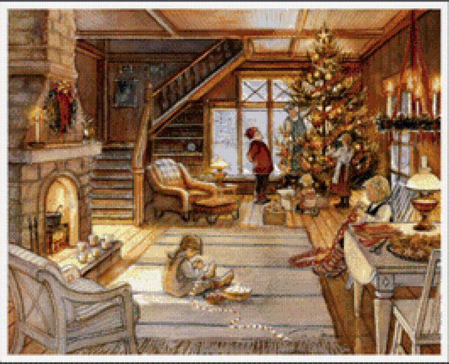 подготовка к празднику - живопись, праздник, искусство, домашний уют, картина, дети - предпросмотр