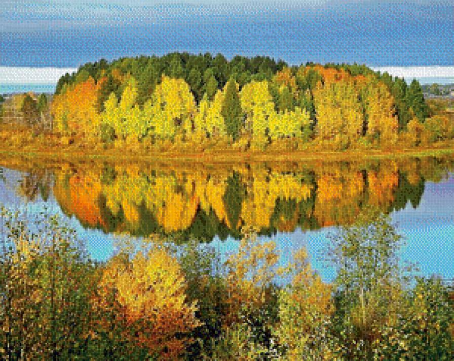 осень - лес, река - предпросмотр