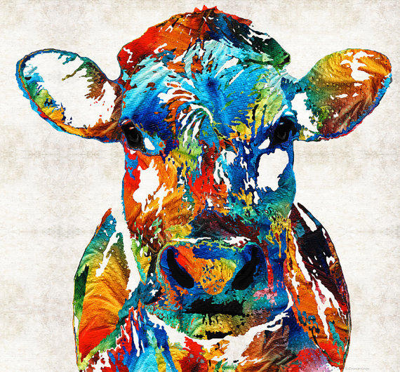 корова поп арт - корова, абстракция, рога, поп арт, цвета - оригинал