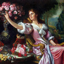 Оригинал схемы вышивки «девушка с цветами» (№1017503)