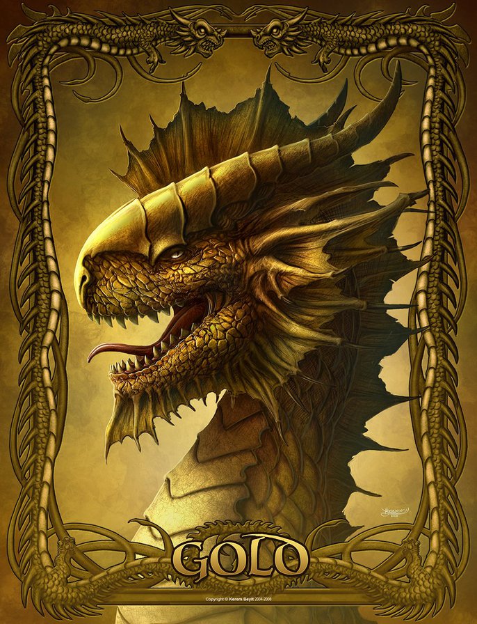 дракон GOLD - миф, фентези, дракон - оригинал