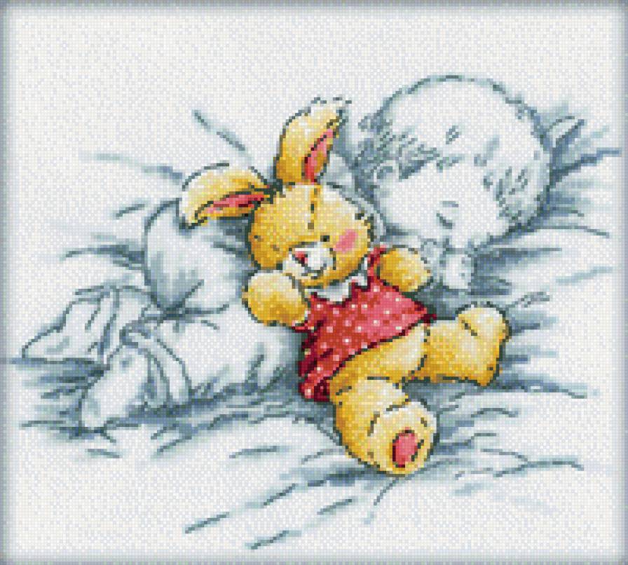 Сладкий сон малыша - ребенок, зайчик - предпросмотр