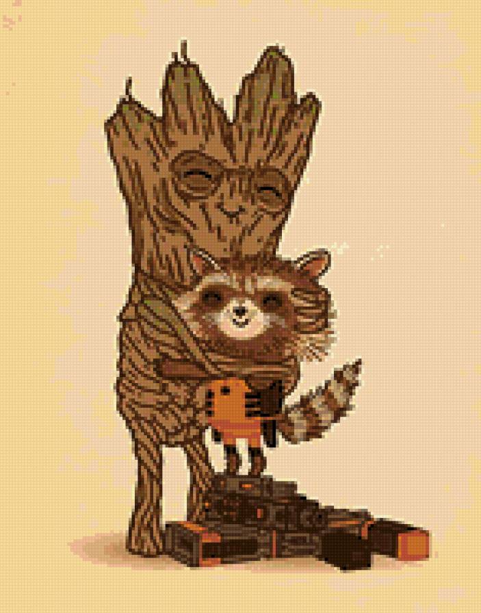 маленькие ракета и грут - енот, киногерои, ракета, грут, кино - предпросмотр