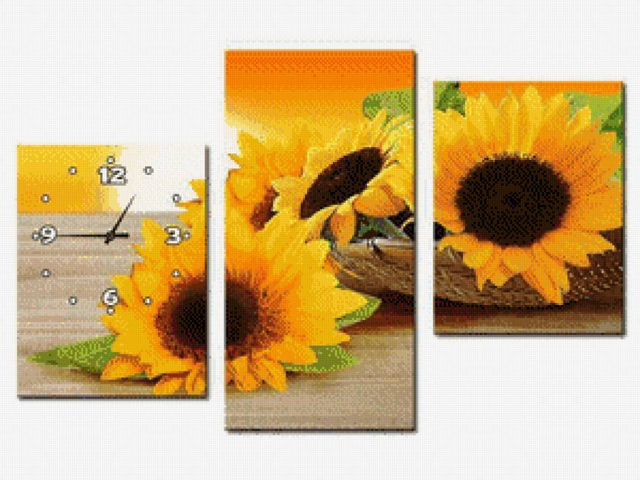 Reloj triptico girasoles - предпросмотр