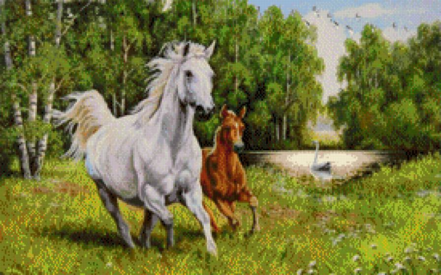 Бегущие лошади - лошади - предпросмотр