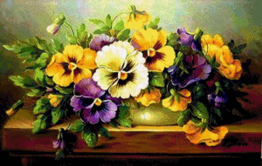 Букет анюток - анютины глазки, картина, цветы - предпросмотр