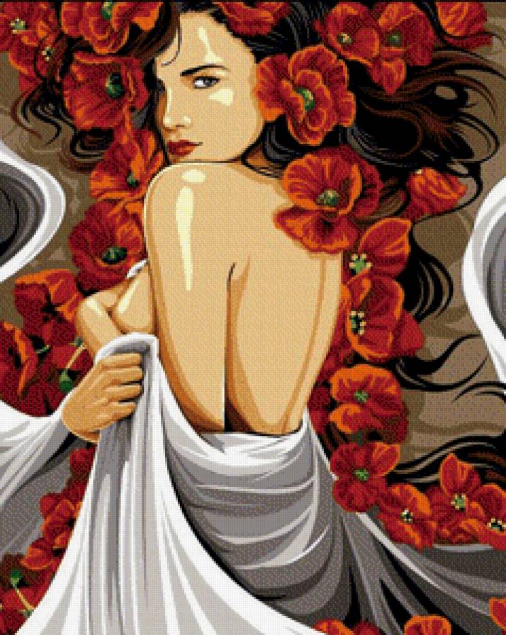 серия ,,женщины" - женщина.цветы.маки - предпросмотр