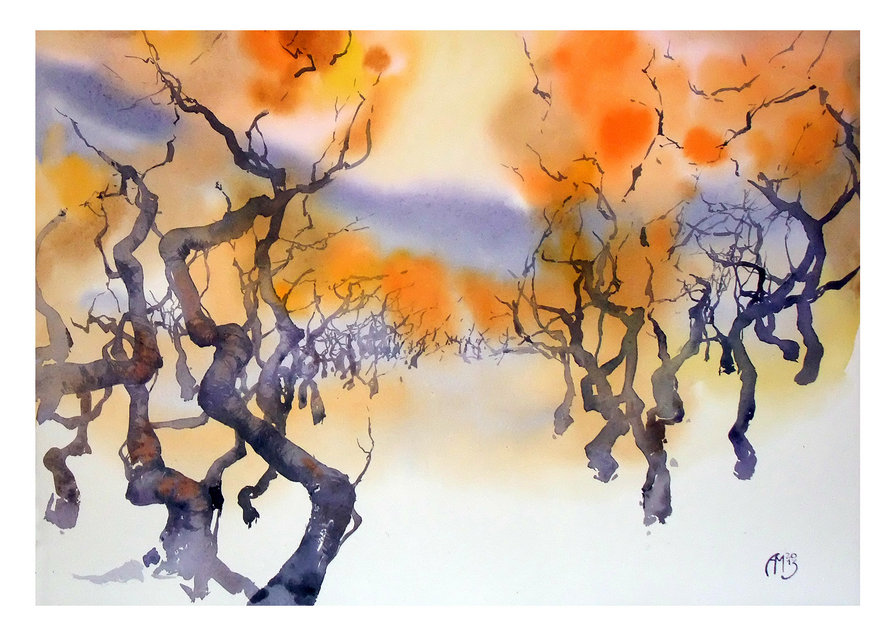 Осенние Хибины Анны Михайловой - хибины, акварель, арктика, анна михайлова - оригинал