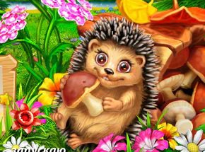 Ежик в осеннем лесу - ежик, детская, вышивка - оригинал