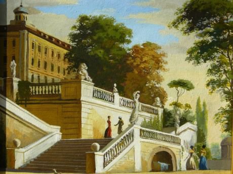 прогулка у дворца - пейзаж - оригинал