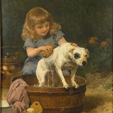 Оригинал схемы вышивки «Дети и собаки» (№1025144)