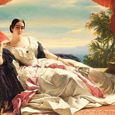 Схема вышивки «дама с веером»