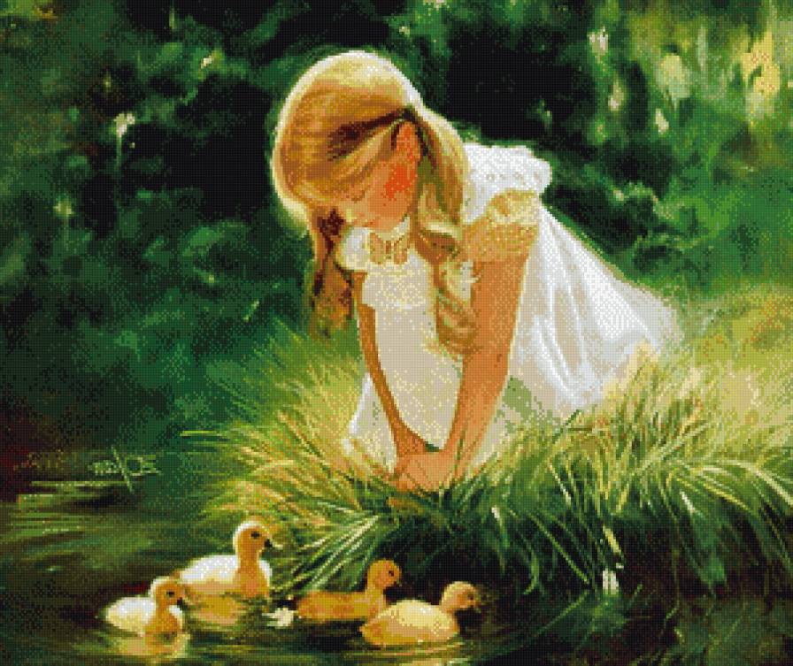 девочка с утятами - предпросмотр