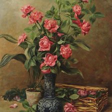 Оригинал схемы вышивки «розы в вазе» (№1025931)