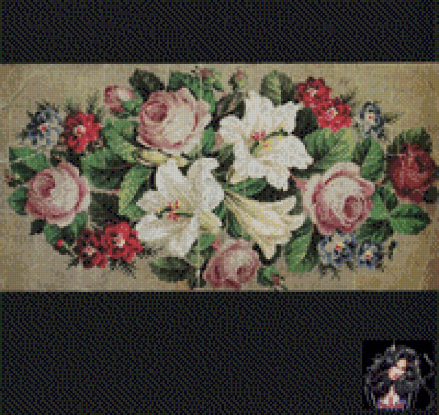 дорожка - старинная вышивка, крест - предпросмотр