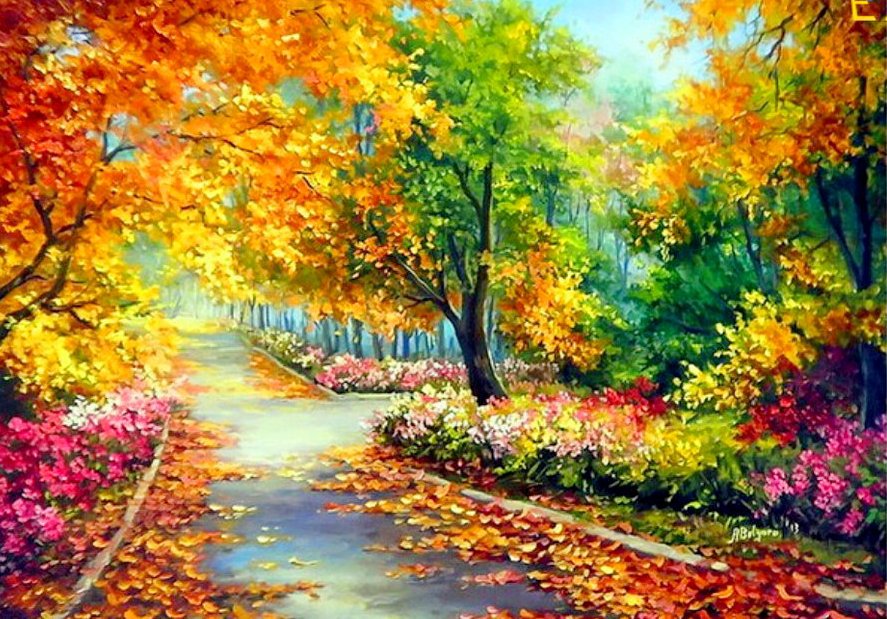 осень в парке - красивый пейзаж - оригинал