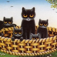 Схема вышивки «Семья черных котиков»