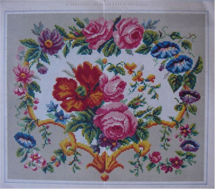 схема - крест, старинная вышивка - оригинал