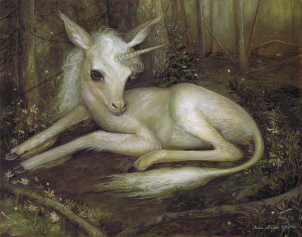 Маленький единорог - фэнтези, лес, единорог - оригинал