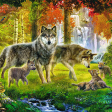 Схема вышивки «Семья волков»